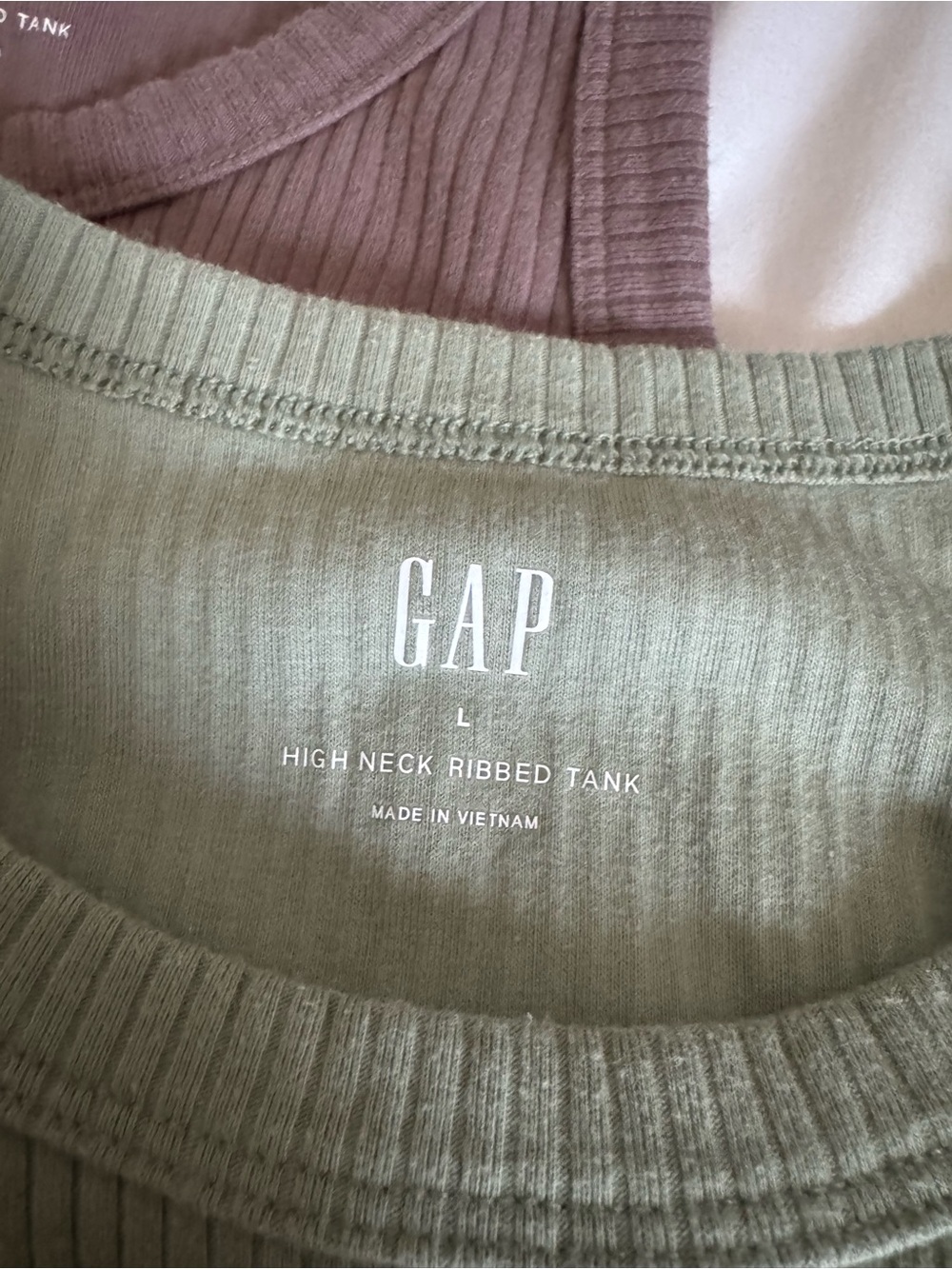 Bundle 2 GAP Ribbed Tank Tops - Sage Green & Mauve - Picture 5 of 5